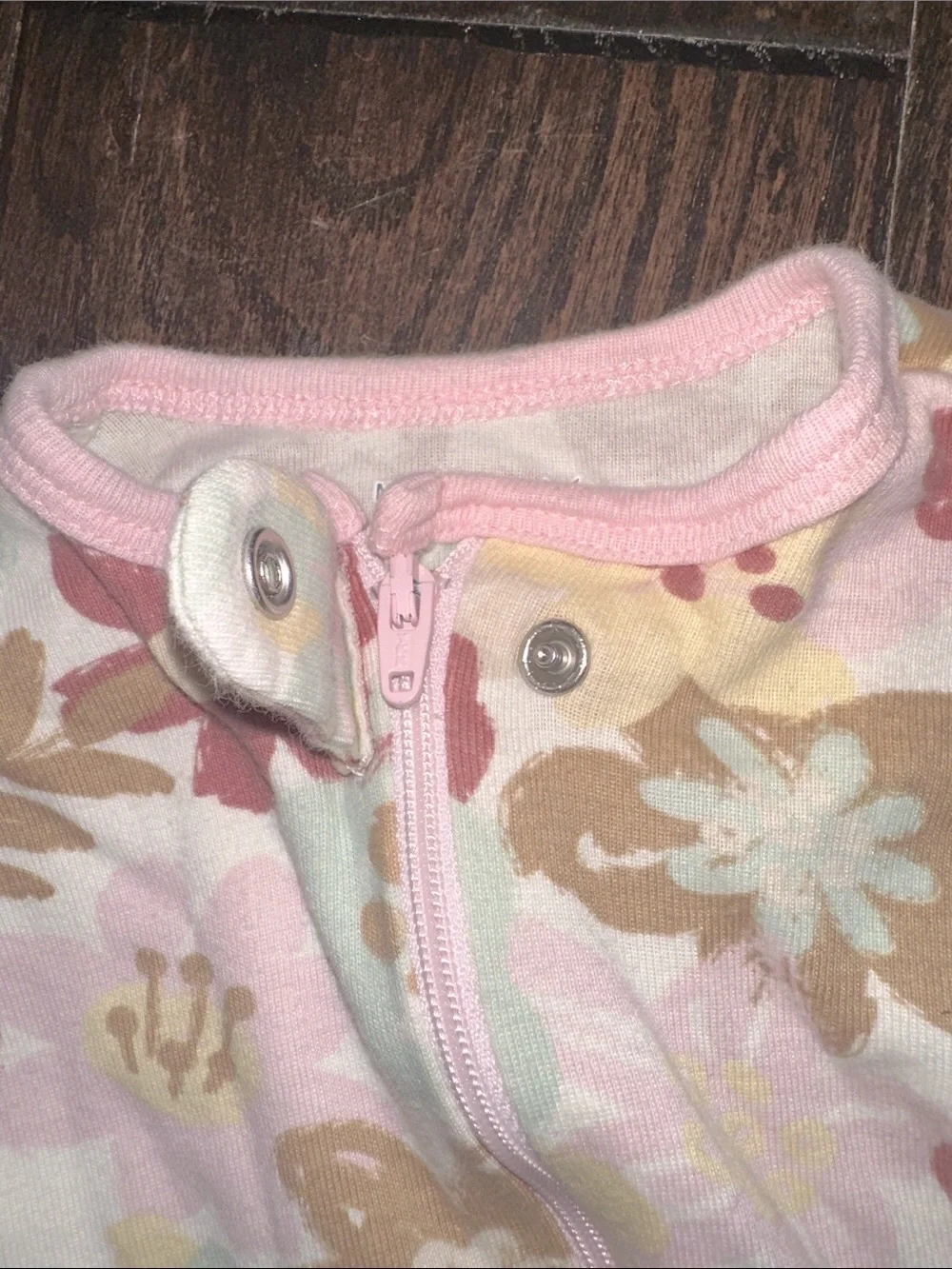 Members Mark Baby Floral Footed Zipper One-Piece  - Pink floral size 3 months